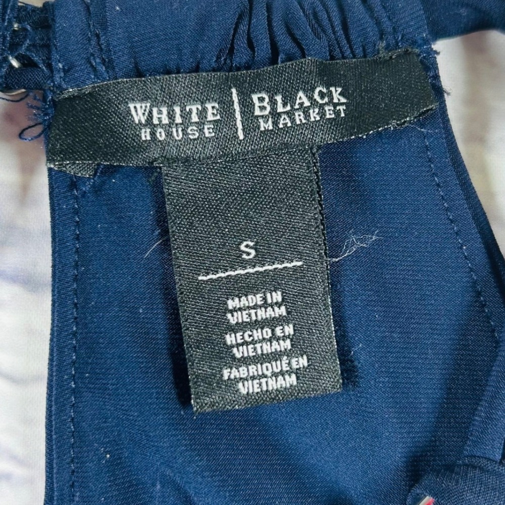 White House Black Market Navy Blue Halter Tank Top Metal Ring Detail Small - Picture 4 of 7